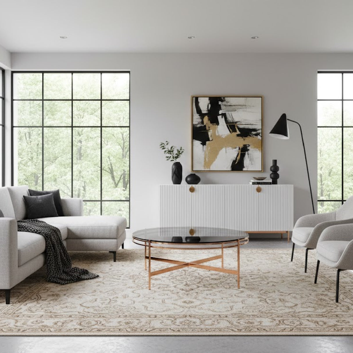 Round Smoked Glass Coffee Table | OROA Modern Bradford | Oroa.com