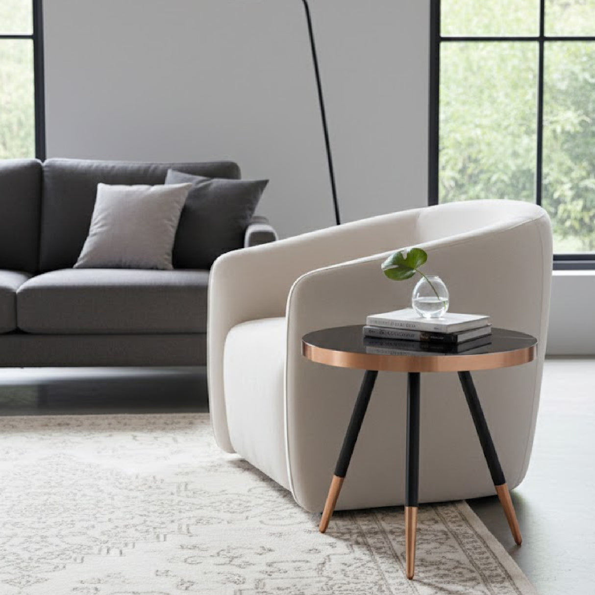 Round Black Ceramic Coffee Table S | OROA Modern Cayson | Oroa.com