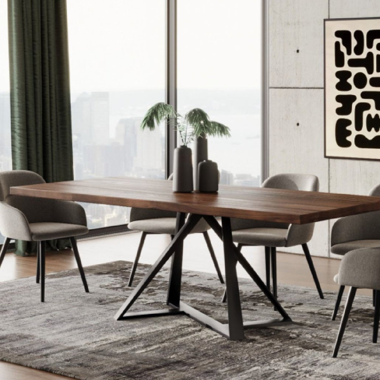 Wooden Top Industrial Dining Table – Keanna – alternate view 7