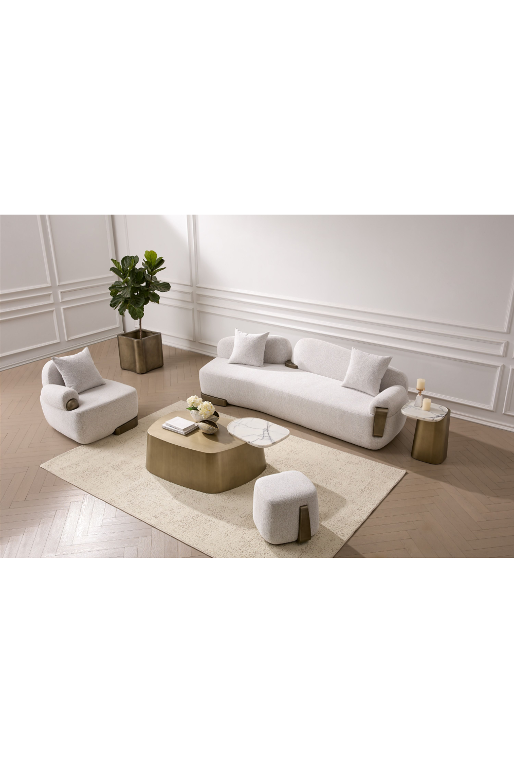 White Fabric Ottoman | OROA Modern Rainier | Oroa.com