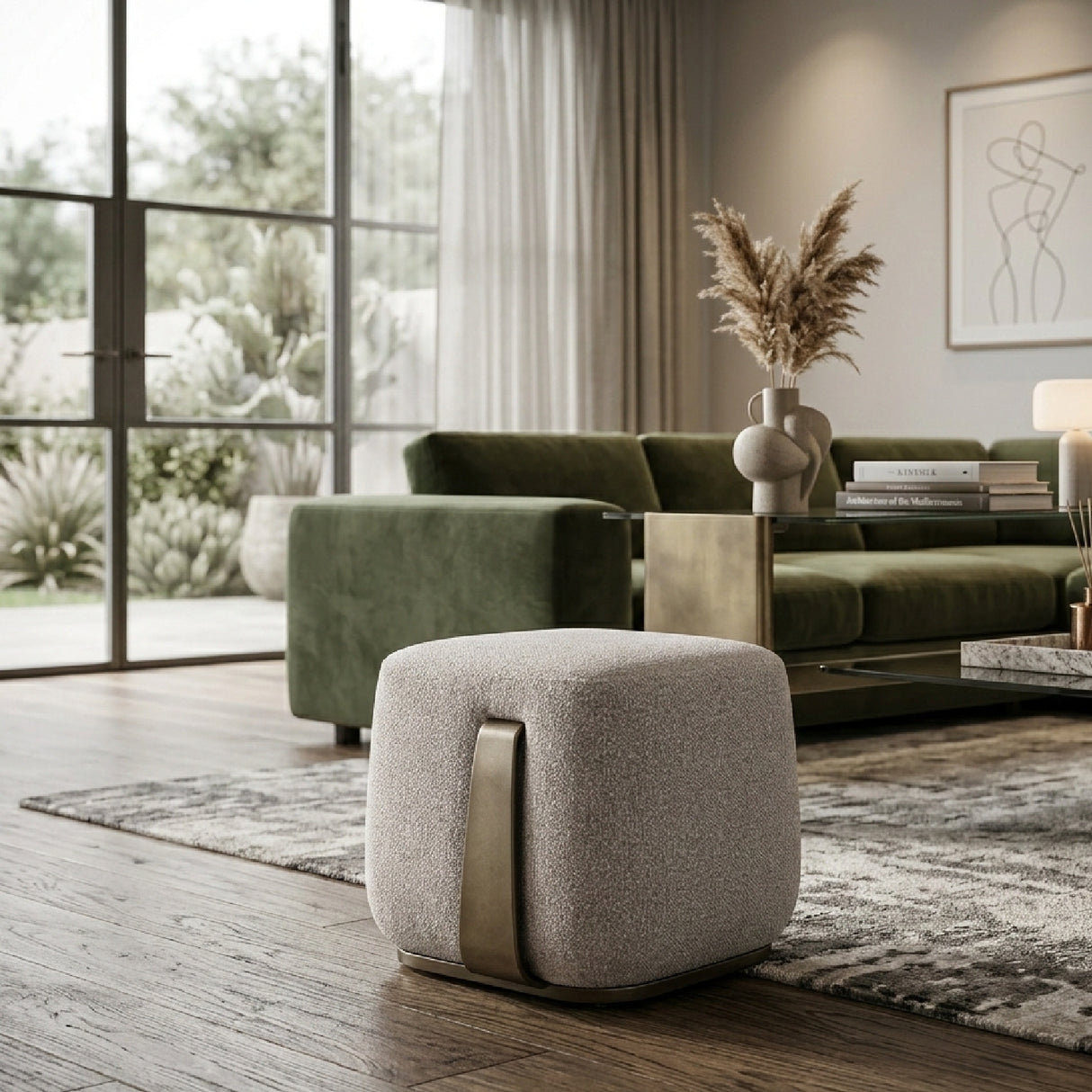 White Fabric Ottoman | OROA Modern Rainier | Oroa.com
