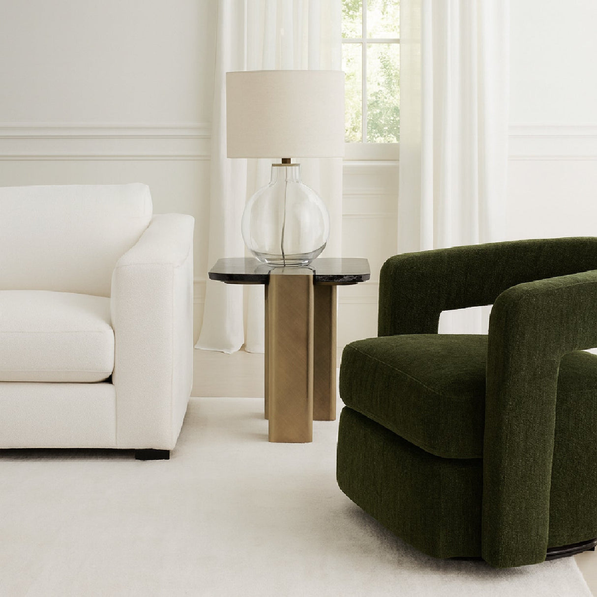 Black Marble End Table – Quest – angled view