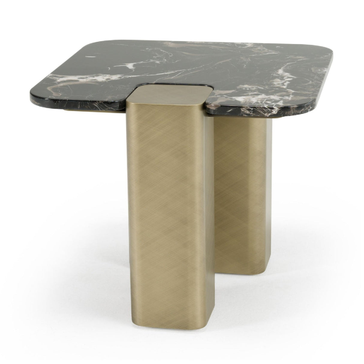 Black Marble End Table – Quest – side view