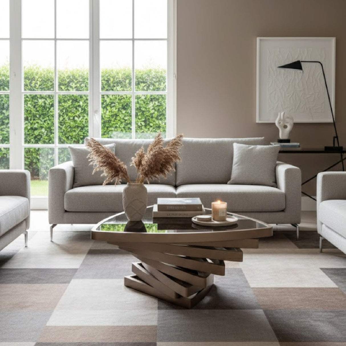 Brown Glass Triangular Coffee Table | OROA Modern Jovial | Oroa.com