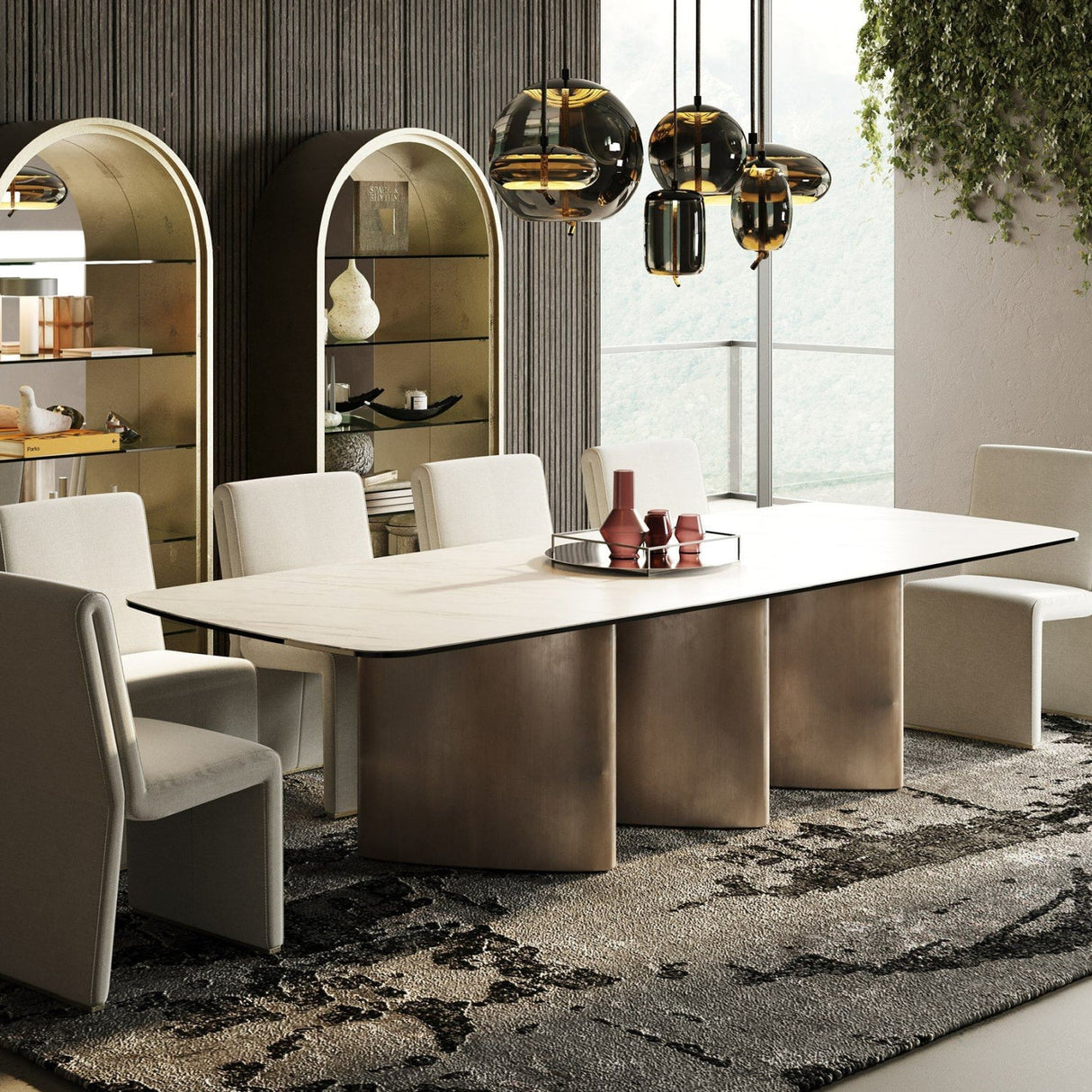 White Ceramic Dining Table – Bounty – angled view
