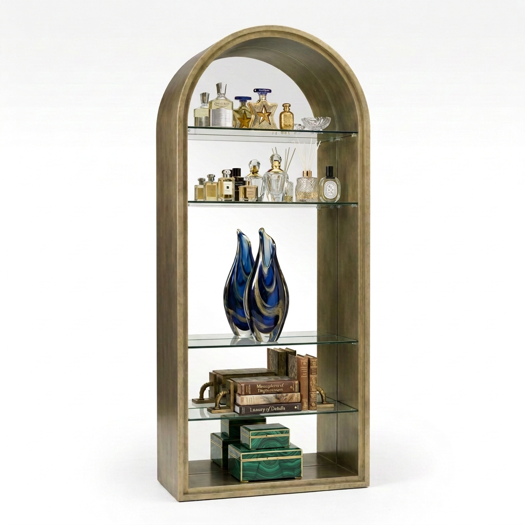 Antique Brass Arched Bookcase | OROA Modern Poise | Oroa.com