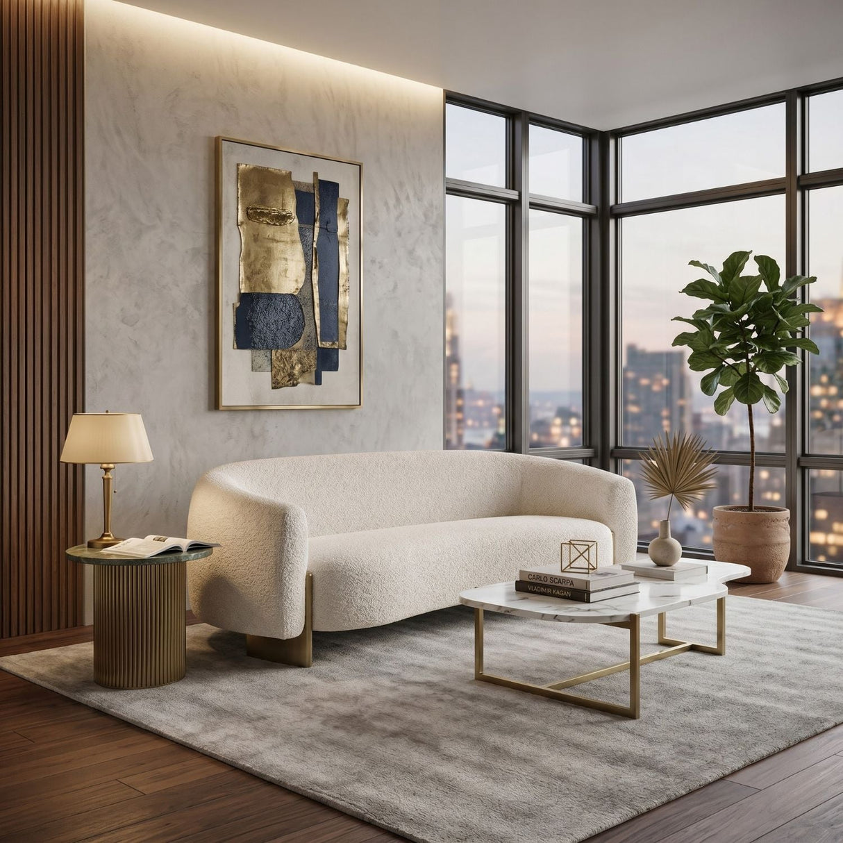 Beige Fabric Sofa – Thrive – angled view