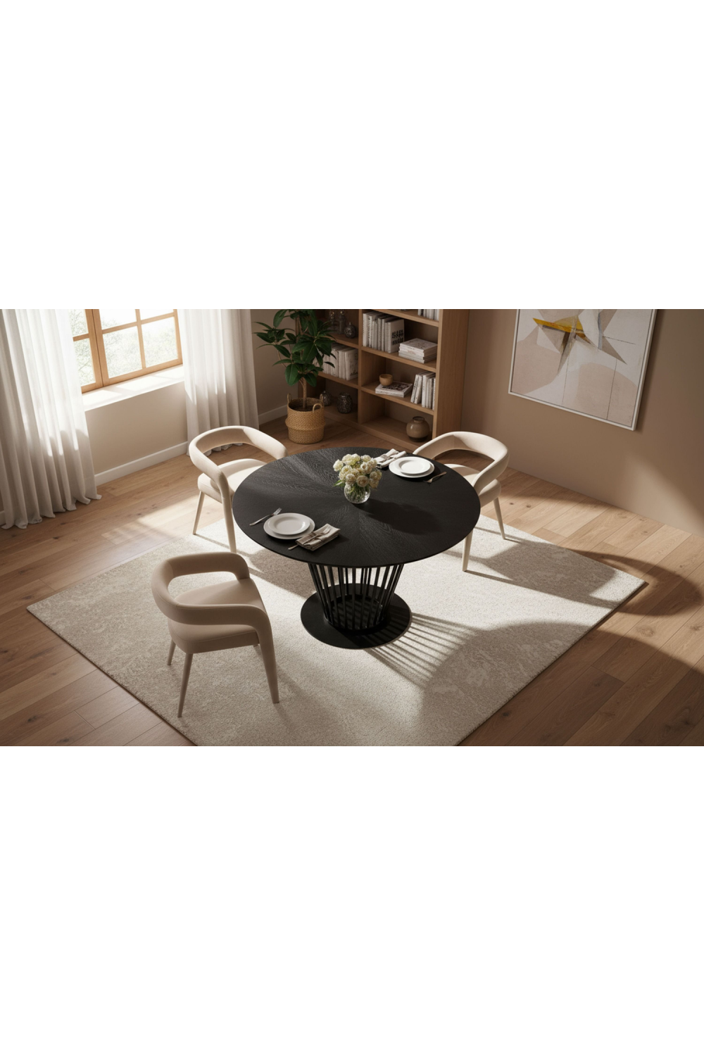 Black Oak Round Dining Table | OROA Modern Conroy | Oroa.com