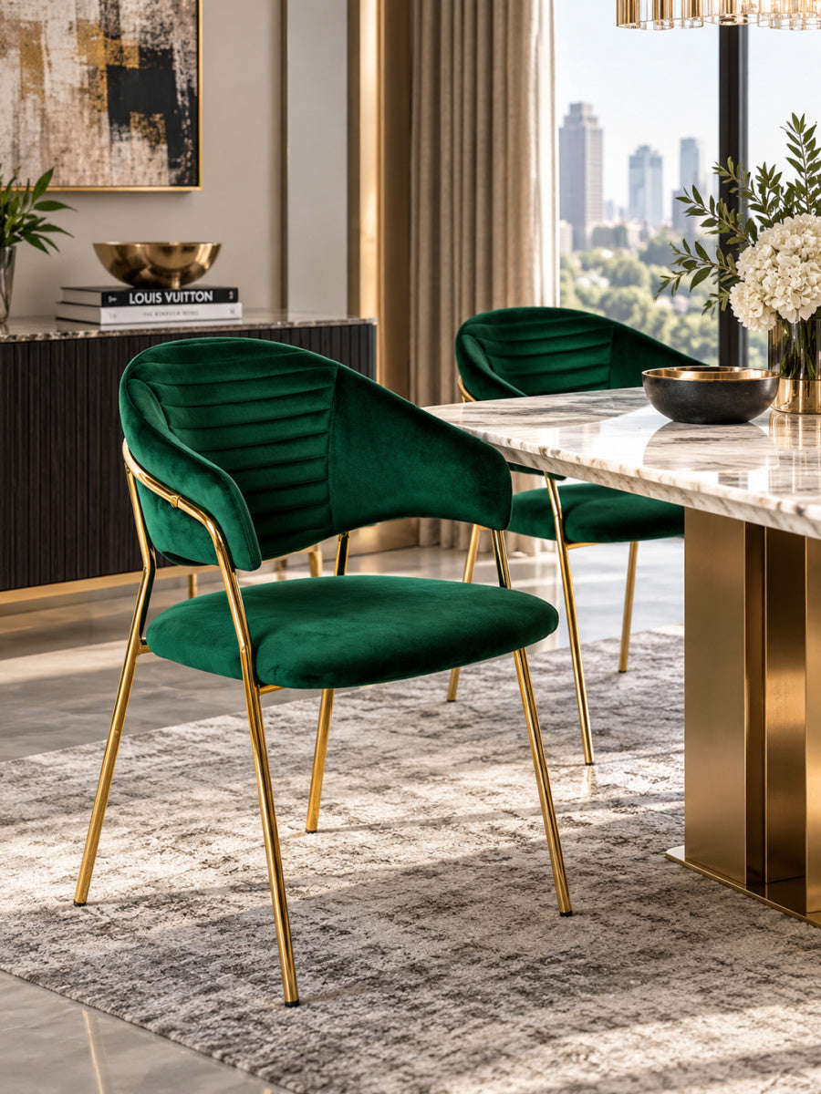 Green Velvet Dining Chairs (2) | OROA Modern Trevor
