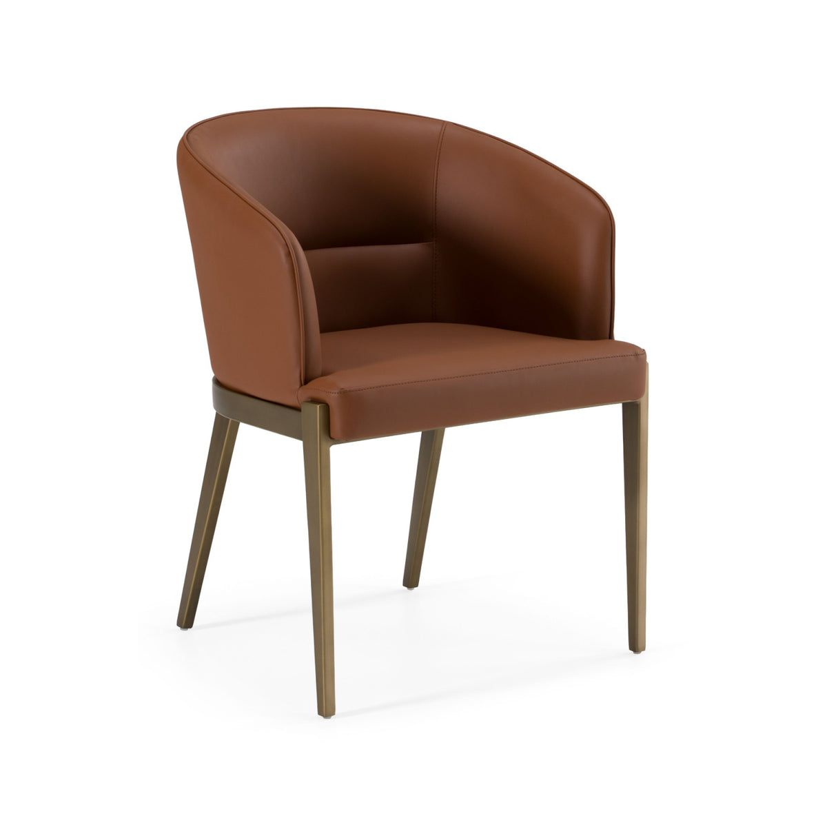 Curved Brown Leather Dining Chair | OROA Modern Aragon