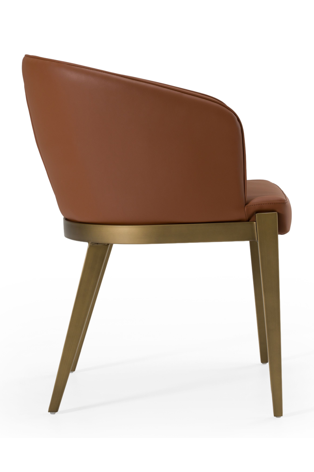 Curved Brown Leather Dining Chair | Oroa.com