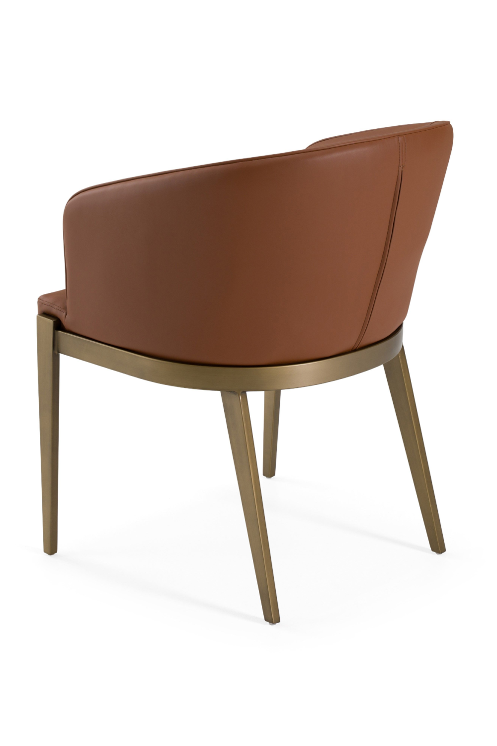 Curved Brown Leather Dining Chair | Oroa.com