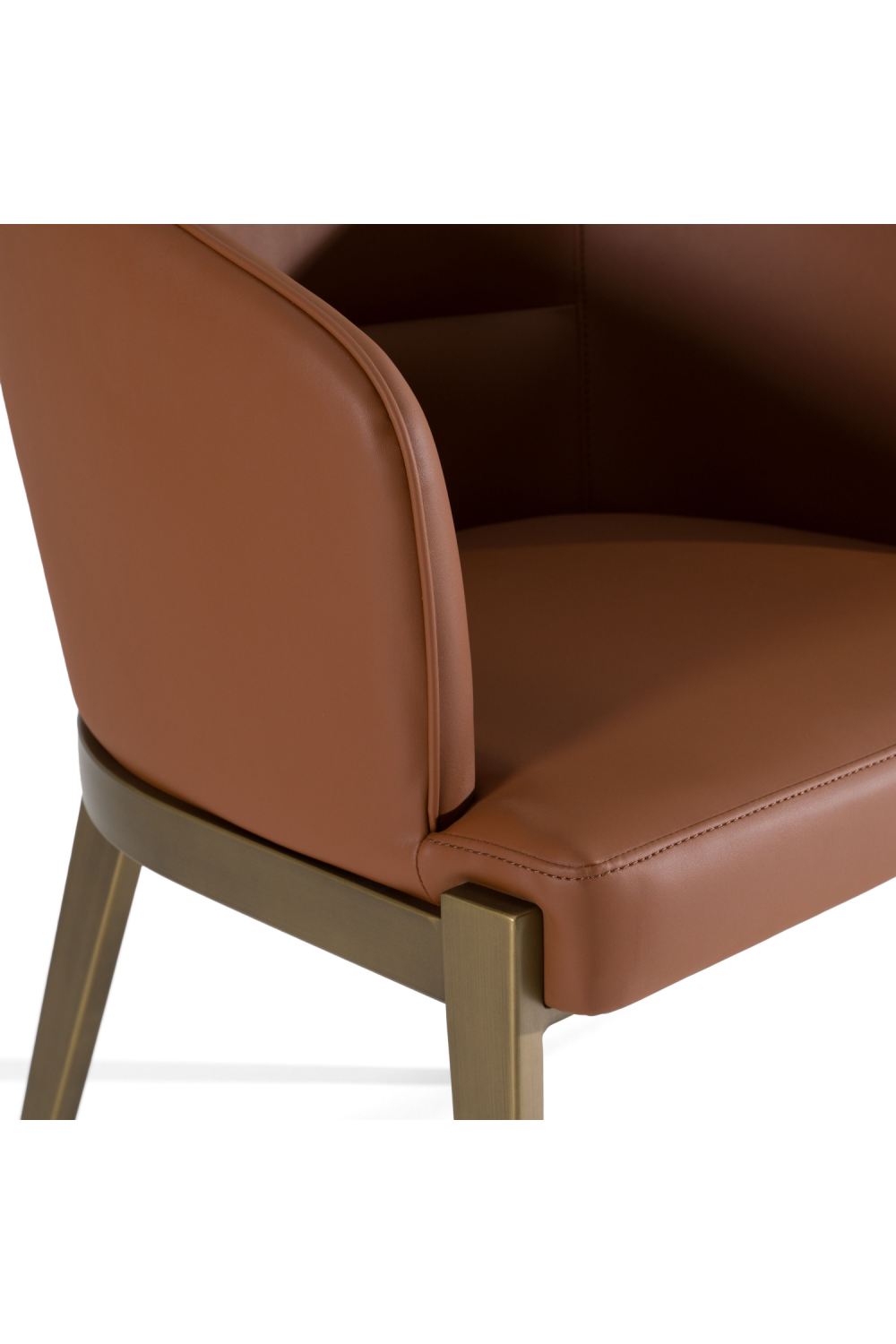 Curved Brown Leather Dining Chair | Oroa.com