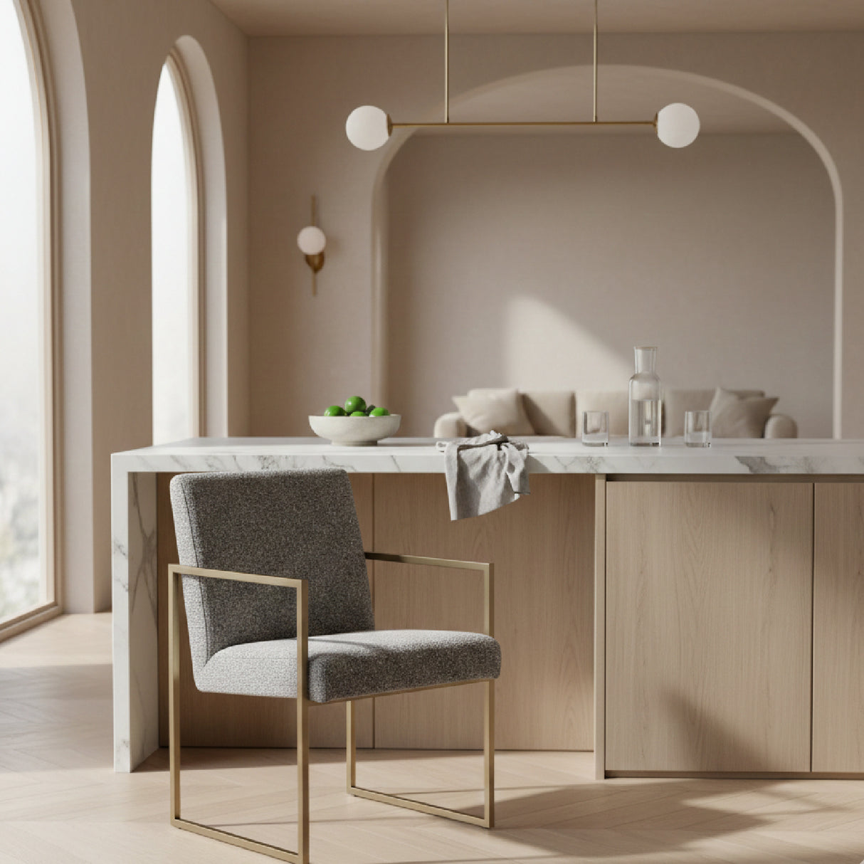 Gray Fabric Counter Chair – Suzanne – angled view