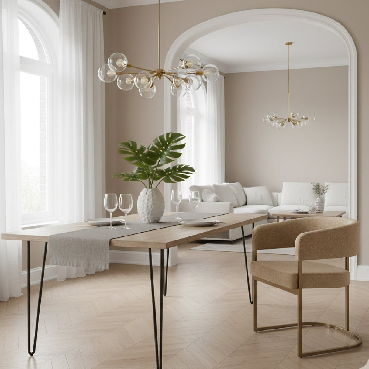Brass-Framed Dining Side Chair – Sebastian – angled view