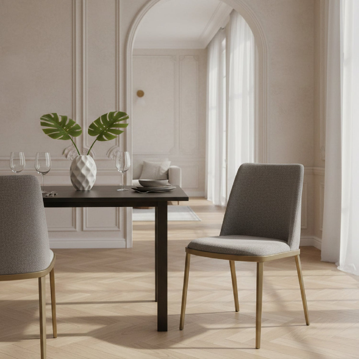 Light Gray Dining Chair Set (2) – Brent – angled view