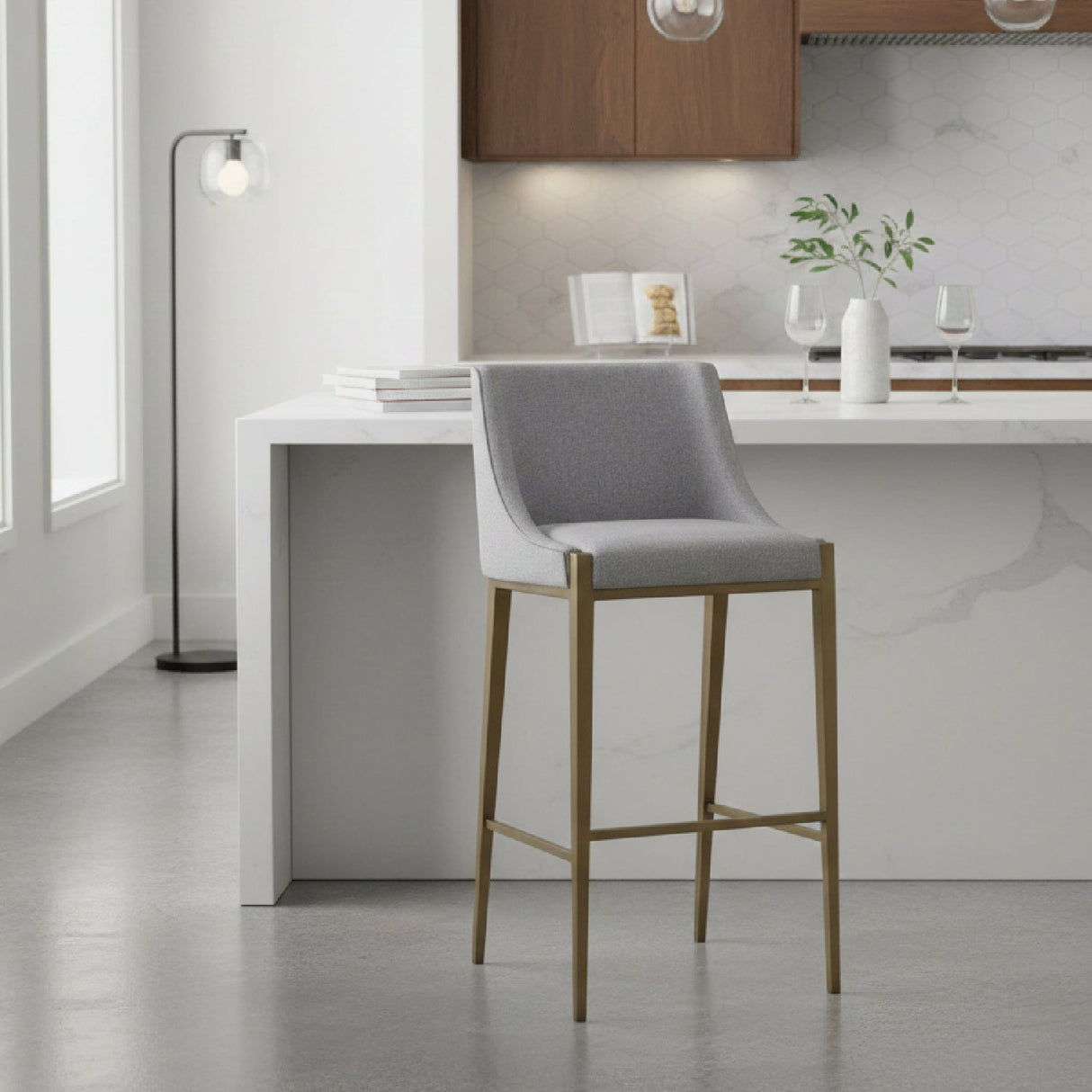 Gray Fabric Bar Stool | OROA Modern Fairview | Oroa.com