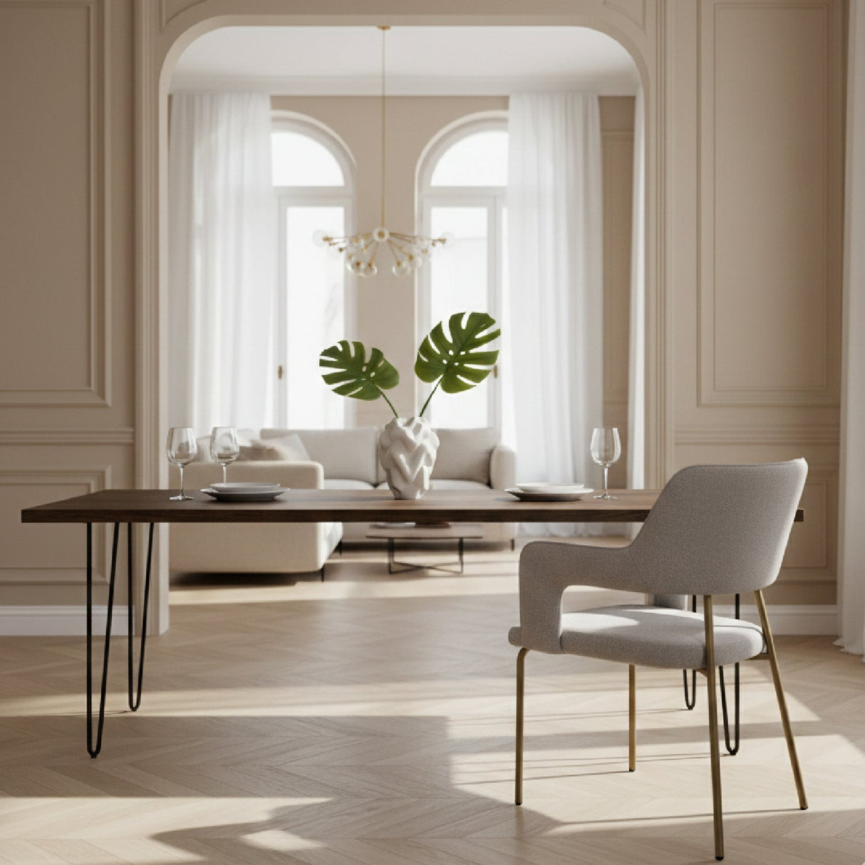 Gray Contemporary Dining Chair – Childers – angled view