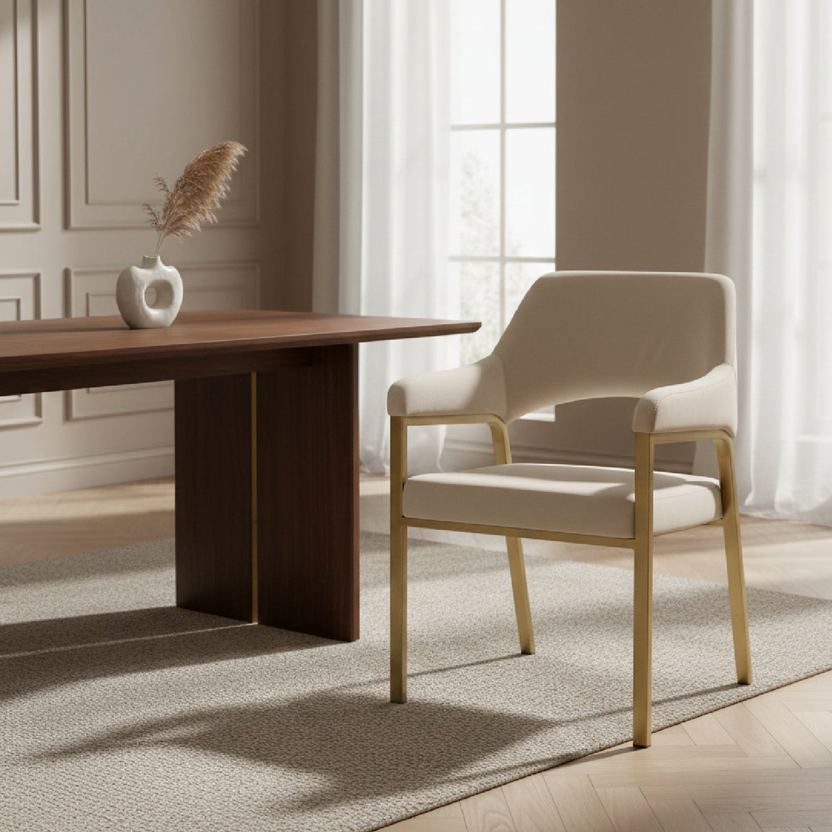 Beige Dining Armchair – George – angled view