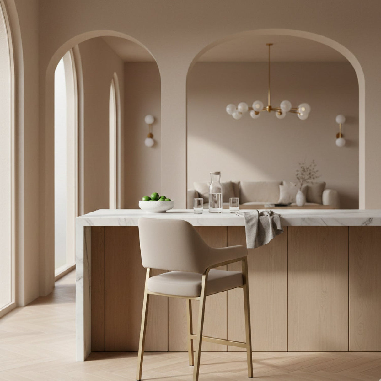 Beige Counter Armchair – George – angled view