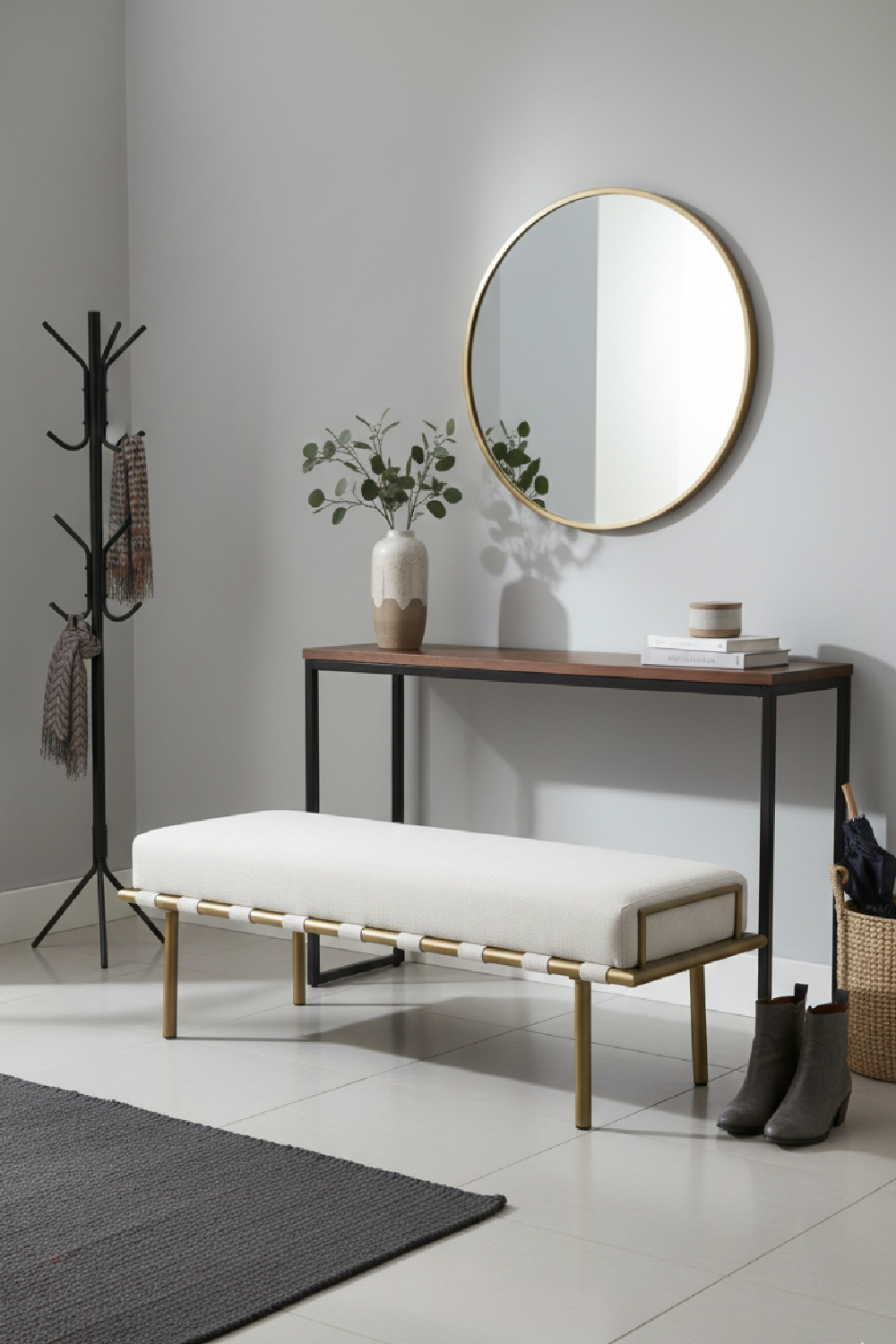 Beige Fabric Dining Bench | Oroa.com