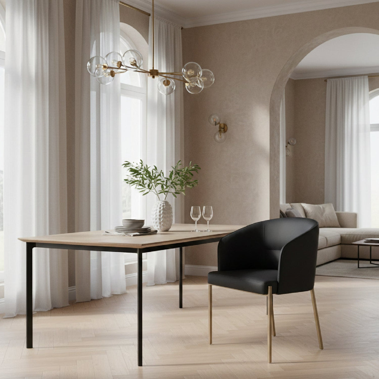 Gray Vegan Leather Dining Chair – Kravitz – angled view
