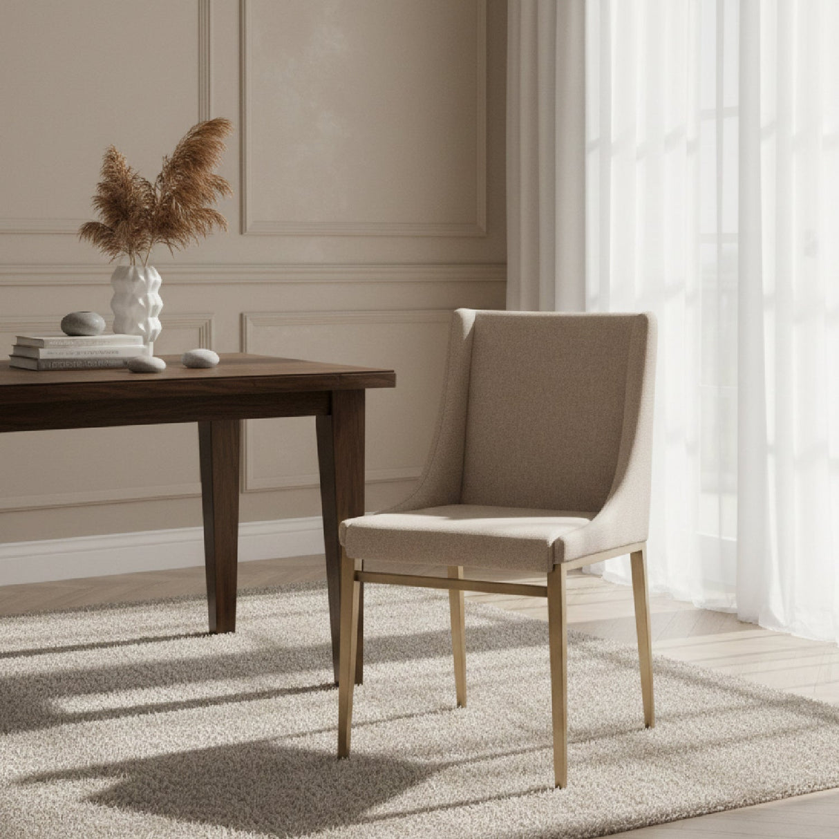 Sloped Arm Dining Chair Set (2) – Mimi – angled view