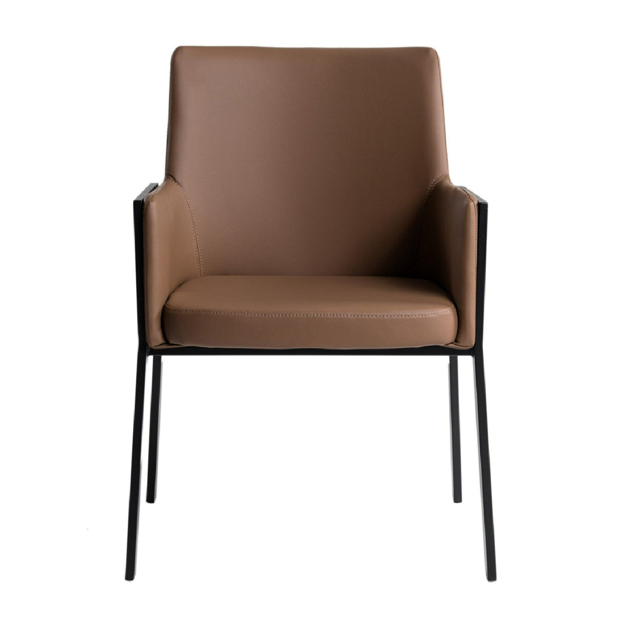 Brown Vegan Leather Dining Chair – Leshay – side view