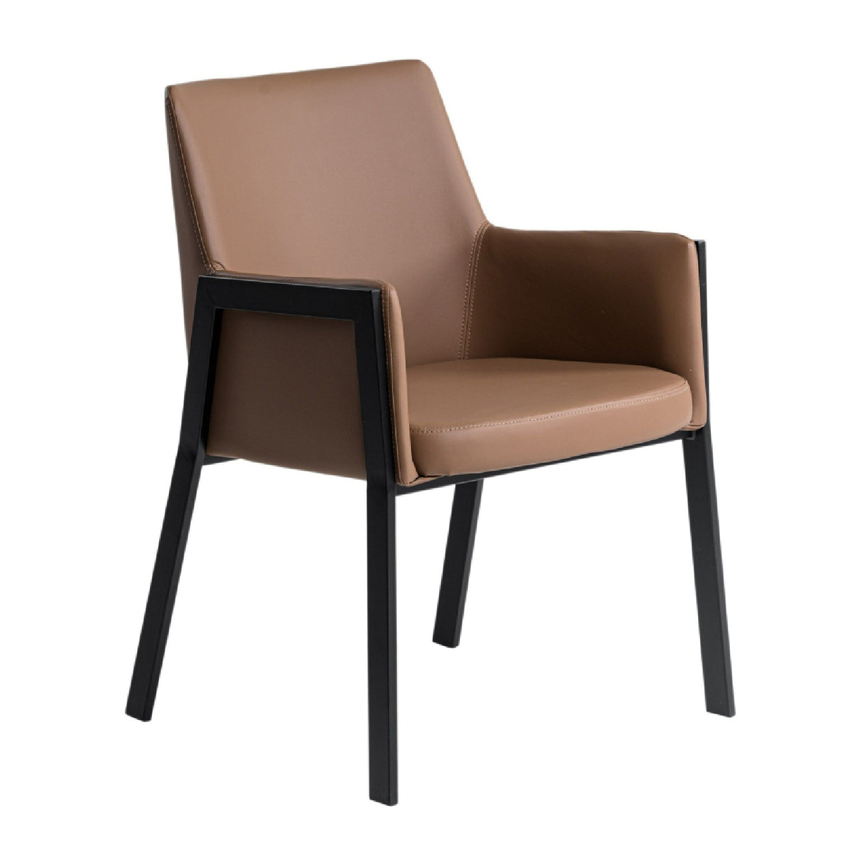 Brown Vegan Leather Dining Chair – Leshay – front view