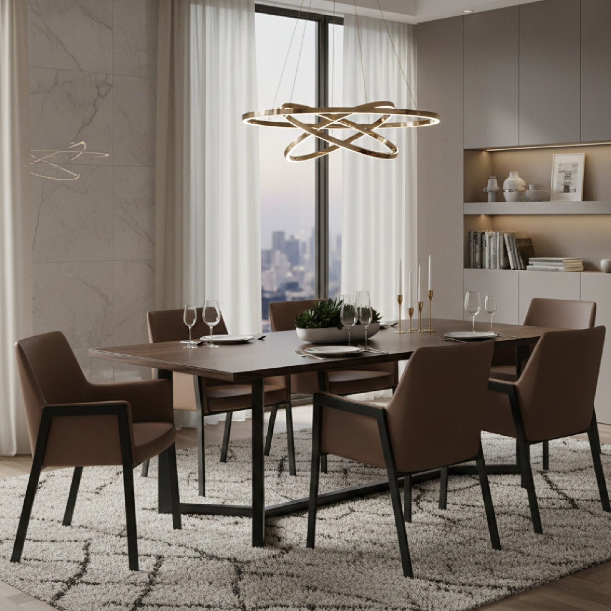 Brown Vegan Leather Dining Chair – Leshay – angled view