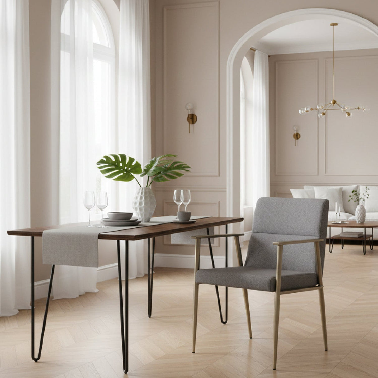 Gray Fabric Dining Armchair | OROA Modern Sabri | Oroa.com