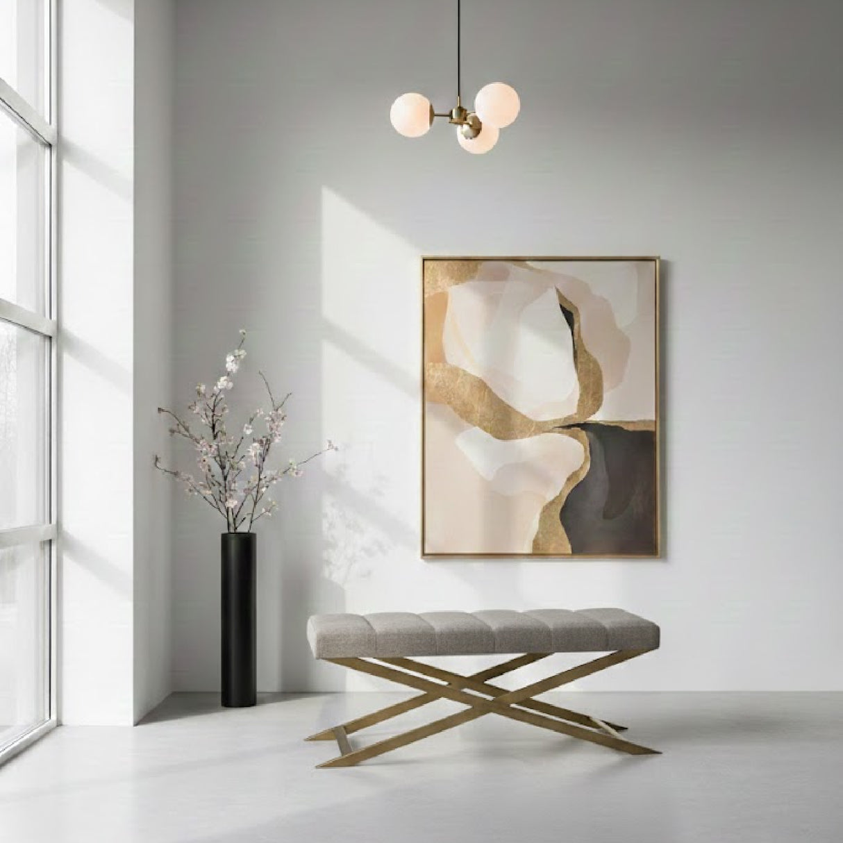 Gray Fabric Bench | Oroa.com