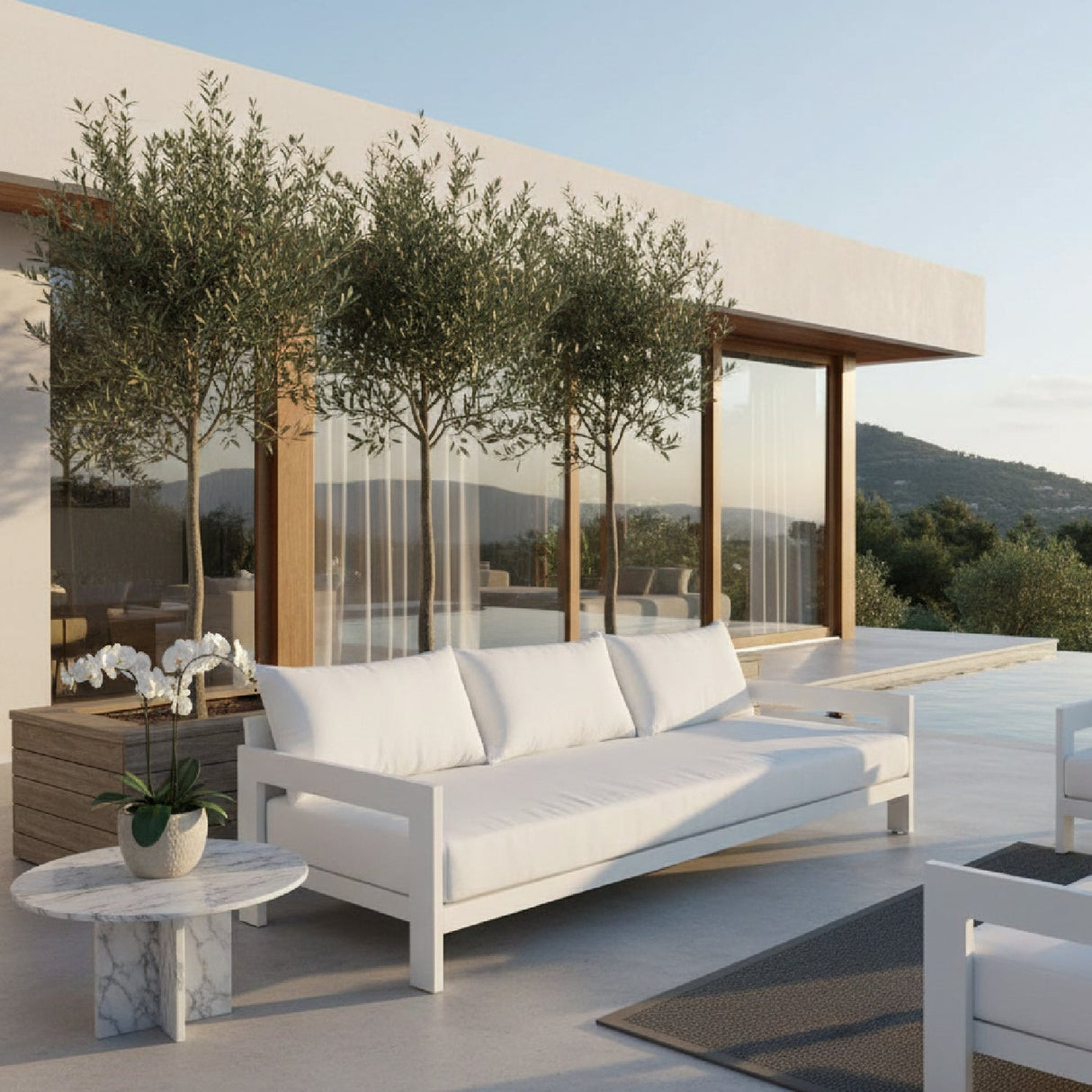 Aluminum-Framed Outdoor Sofa – Wake – angled view
