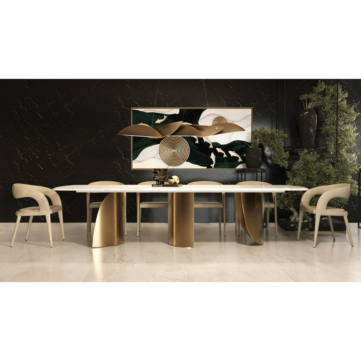 White Marble Dining Table – Reynold – alternate view 14