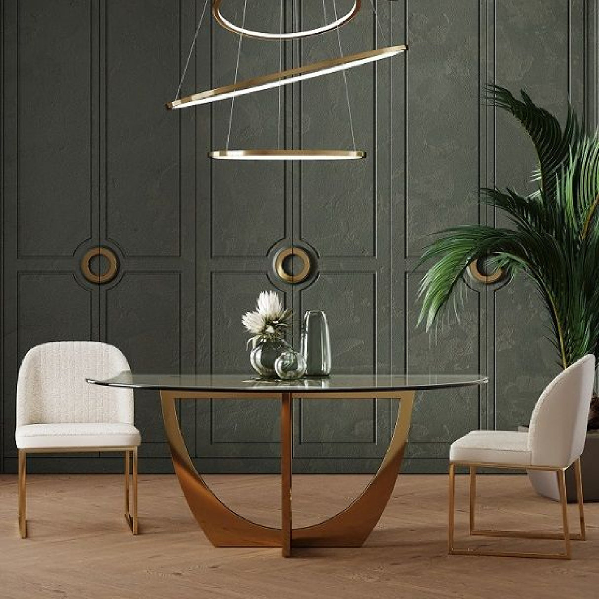 Gold Leaf Oval Dining Table | OROA Modern Chambers