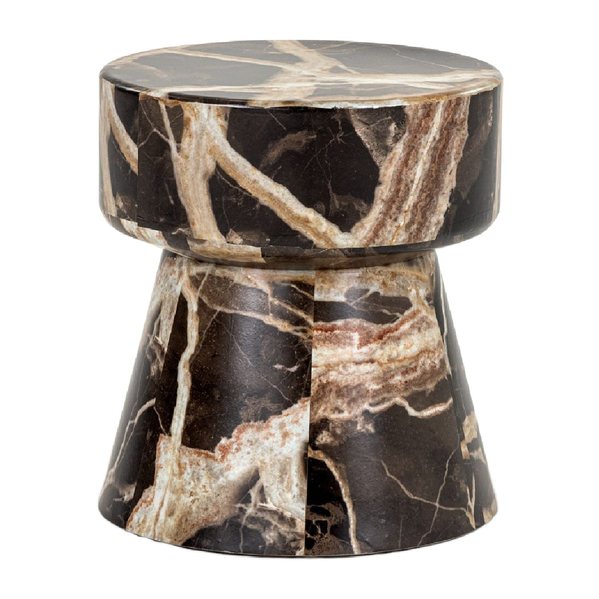 Marble Finished Round End Tables (2) – Marlow – side view