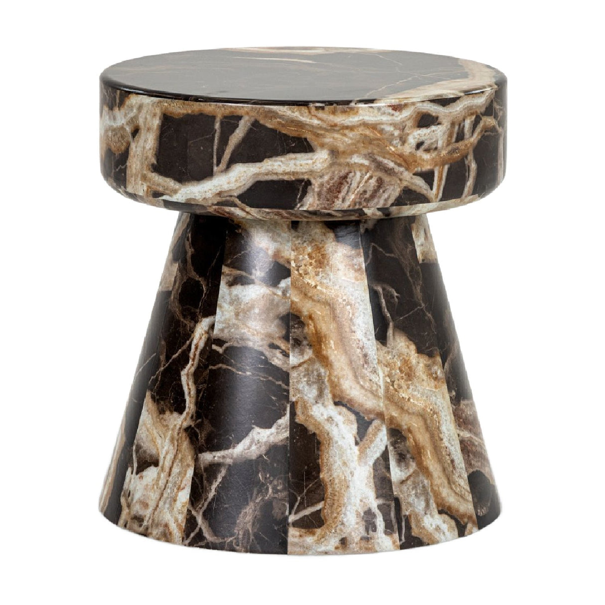 Marble Finished Round End Tables (2) – Marlow – rear view