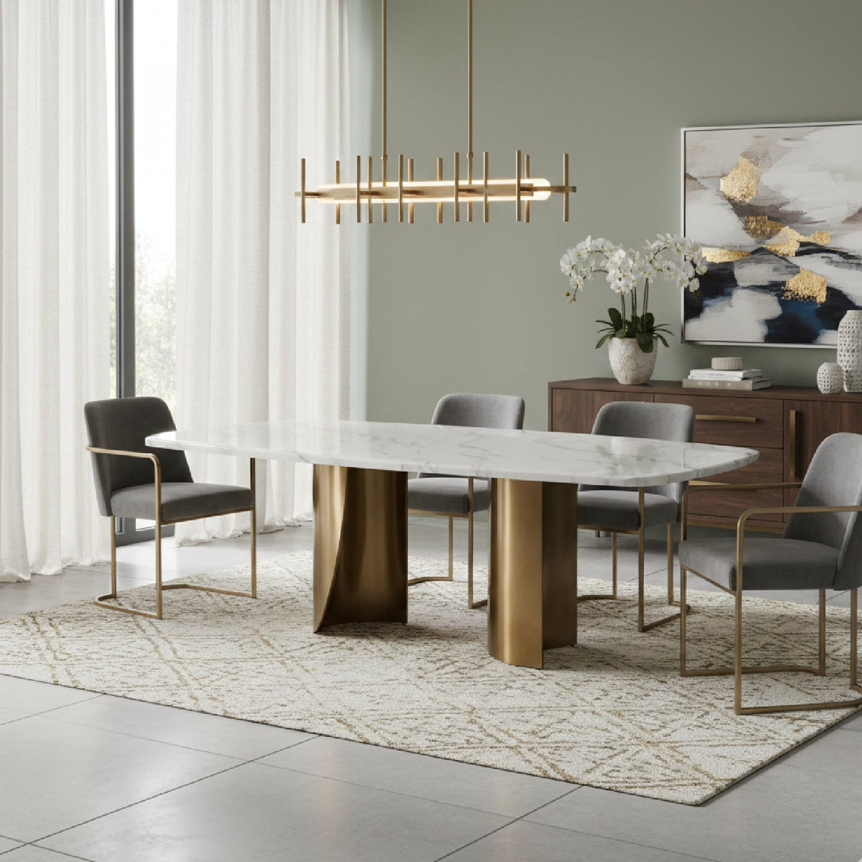 White Marble Dining Table – Reynold – angled view