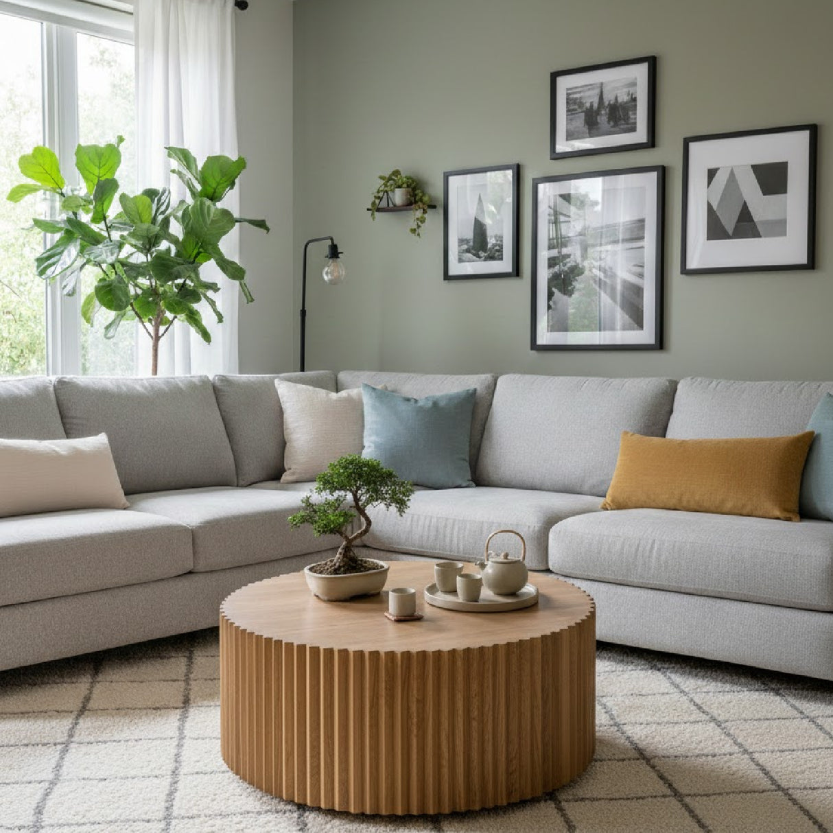 Reeded Walnut Round Coffee Table | OROA Modern Espana | Oroa.com