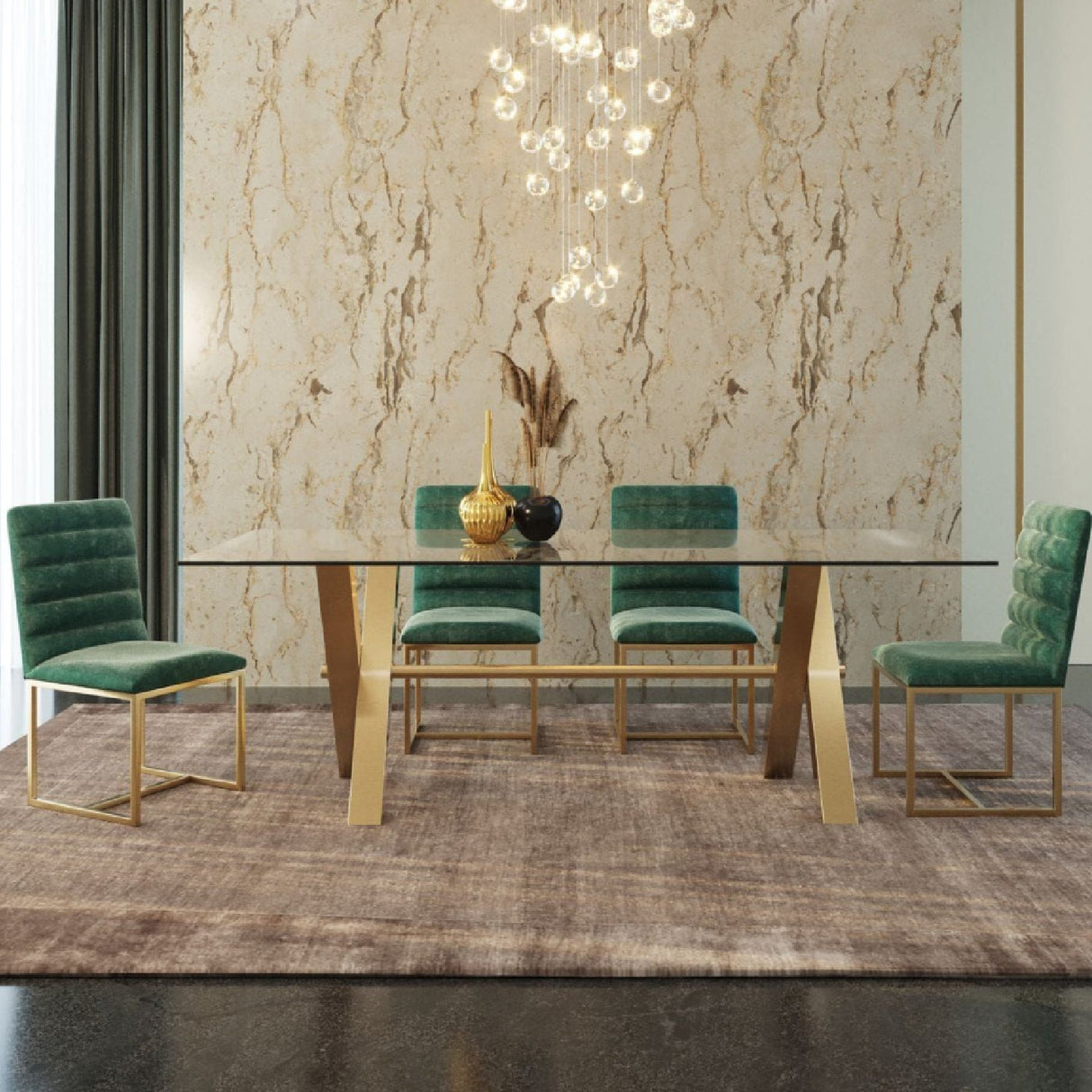 Tempered Glass Dining Table – Dandy – angled view