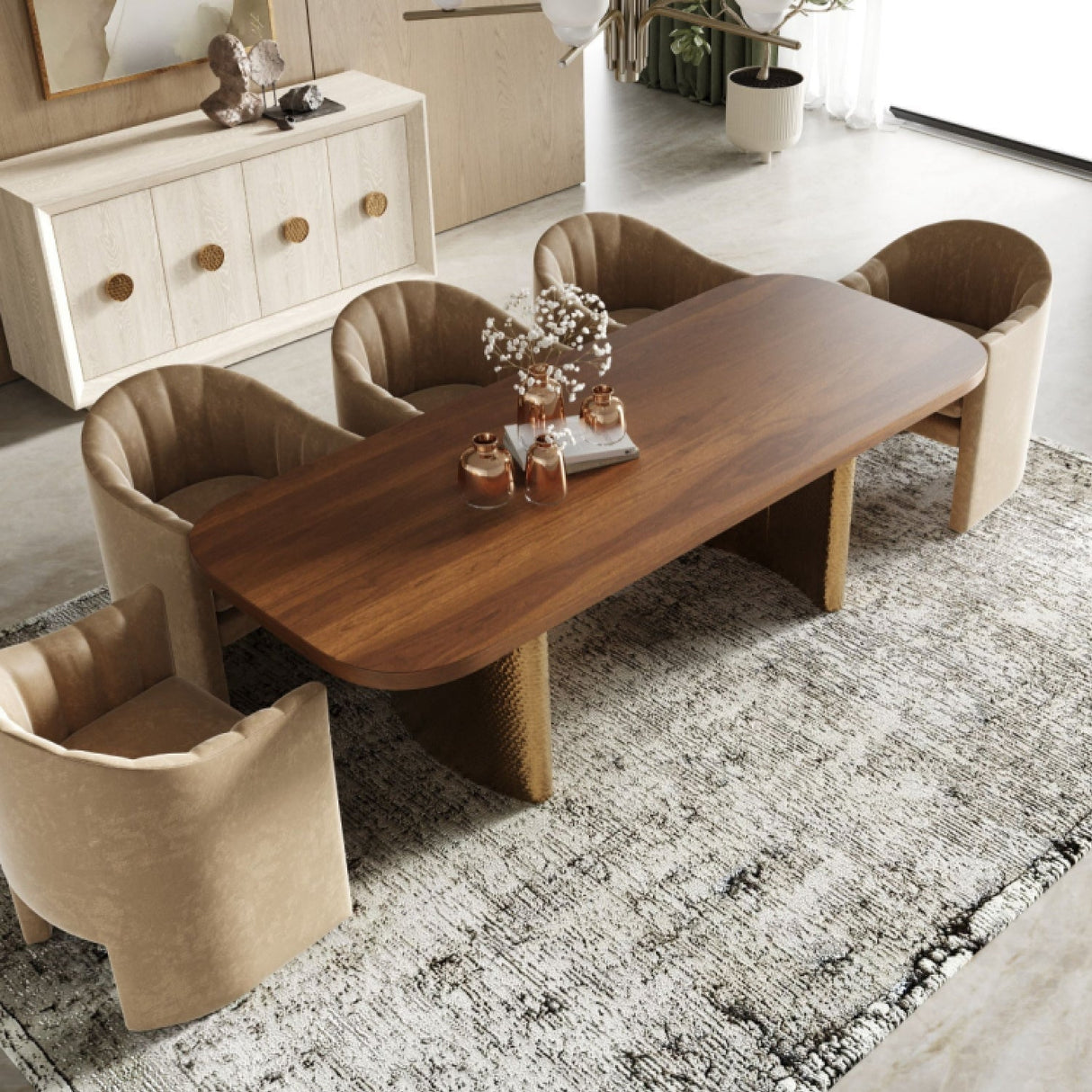 Wanut Veneer Dining Table – Marjorie – alternate view 9