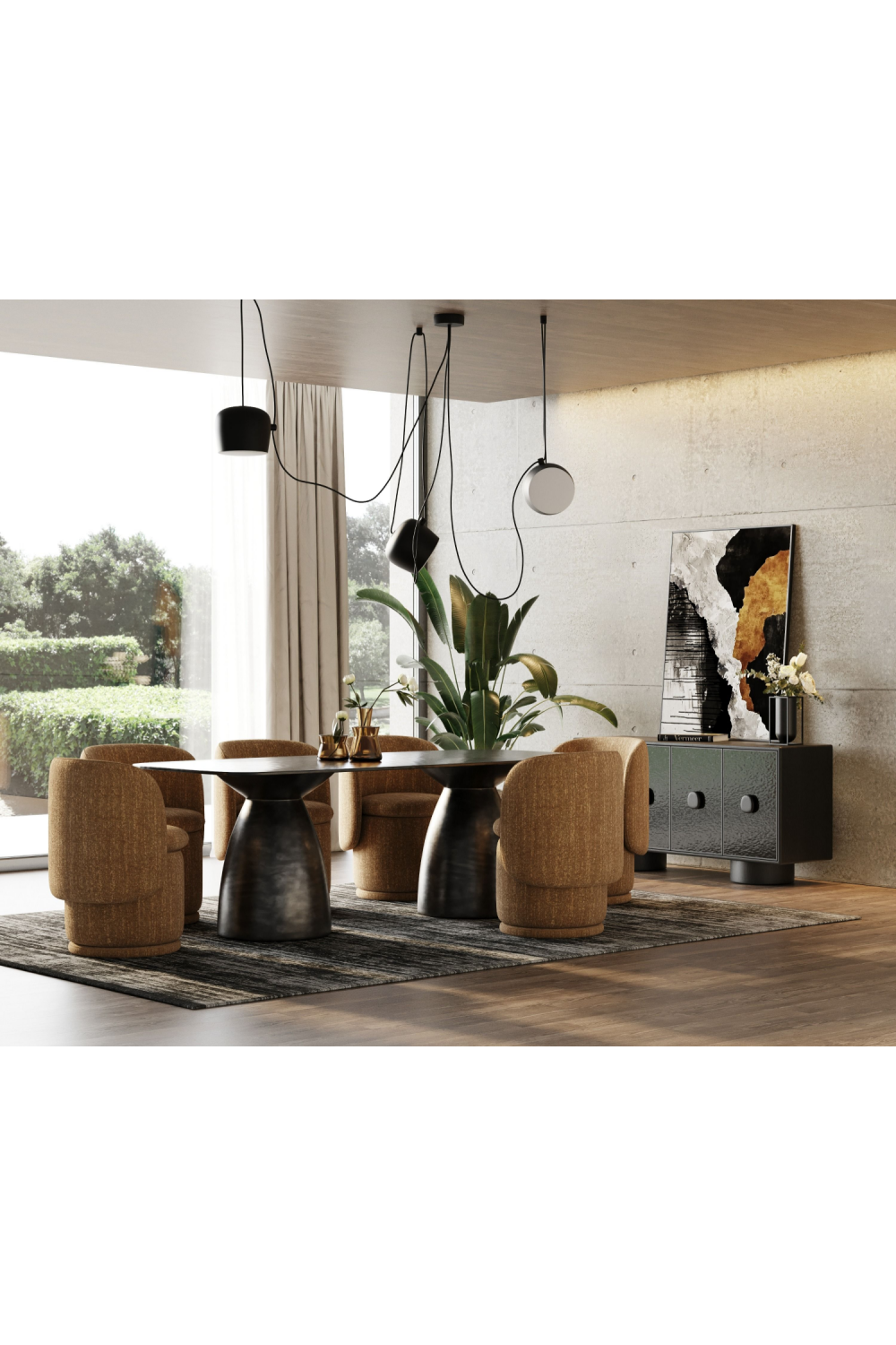 Black Wave Glass Dining Table | Oroa.com
