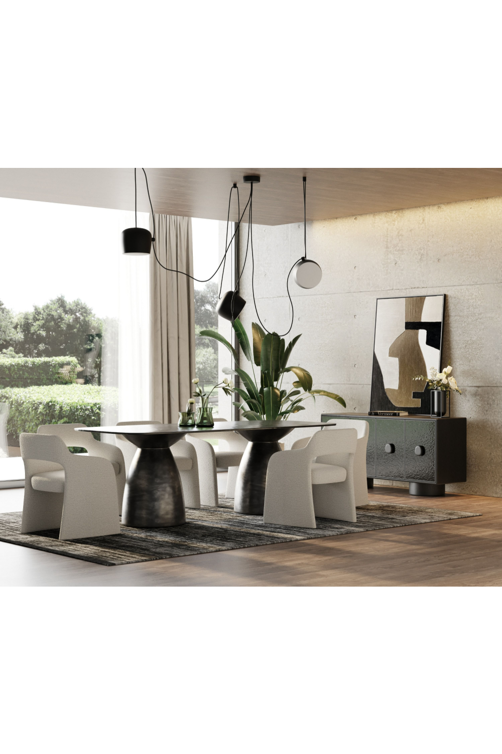 Black Wave Glass Dining Table | Oroa.com