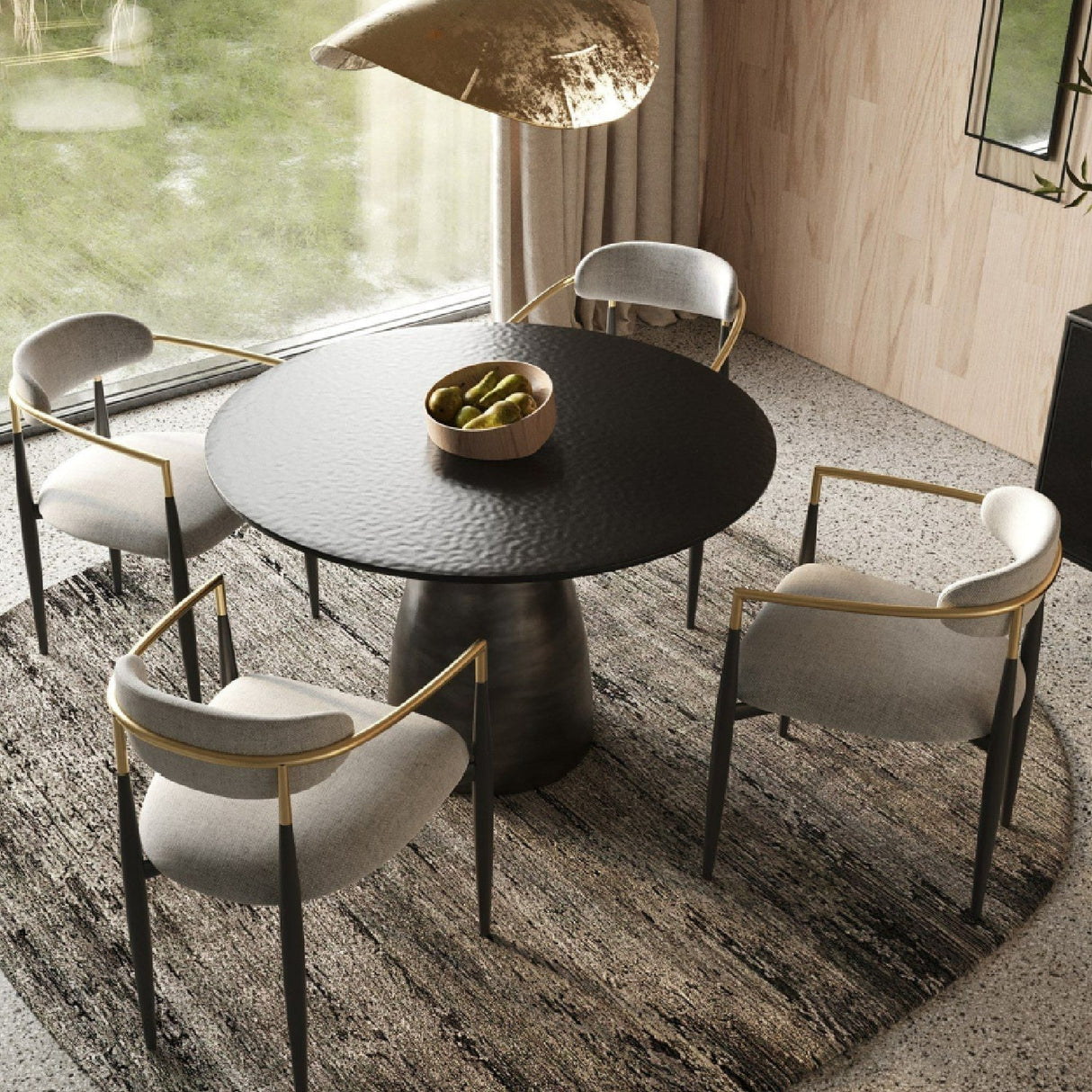 Black Wave Glass Dining Table – Calexico – angled view