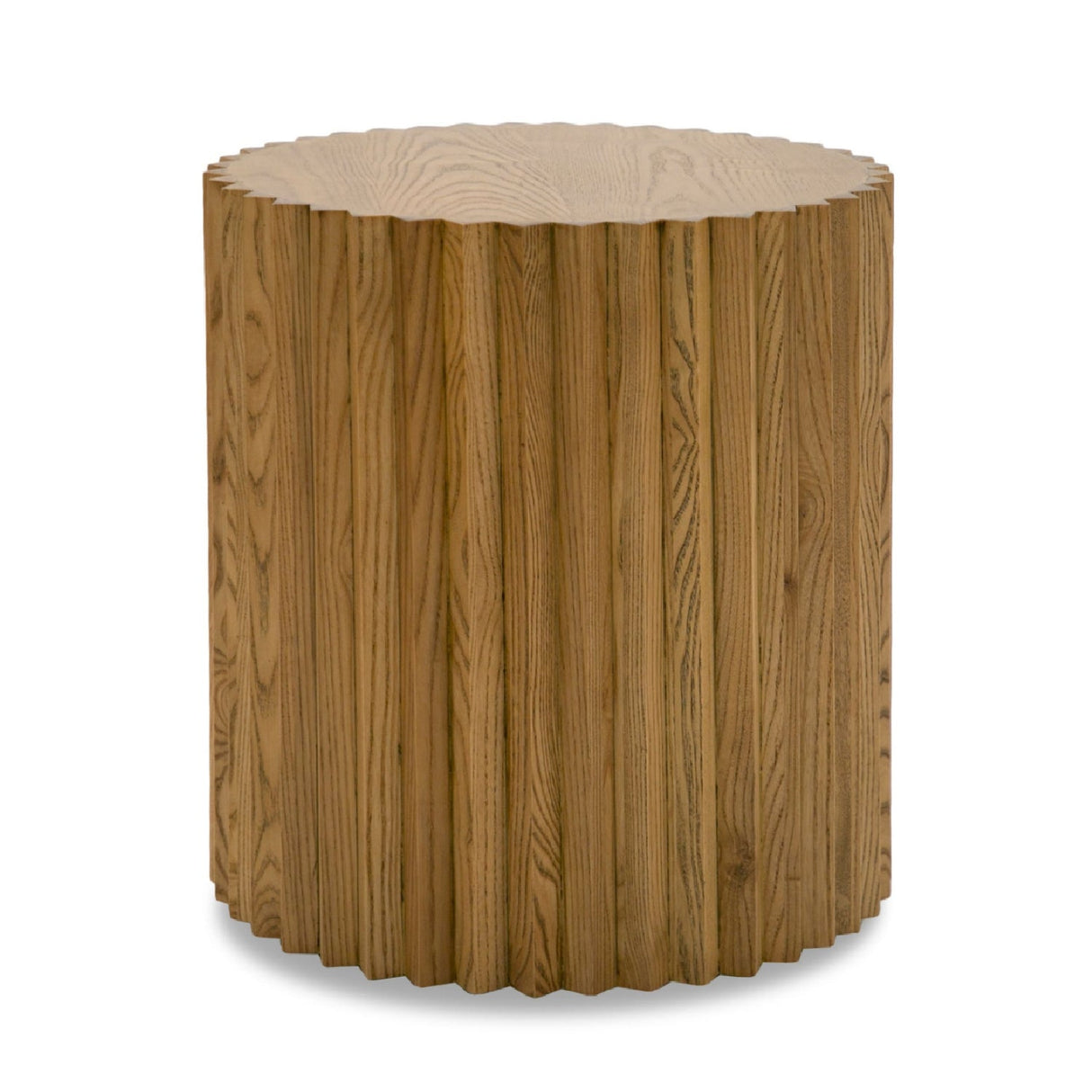 Reeded Walnut Round End Table – Espana – front view