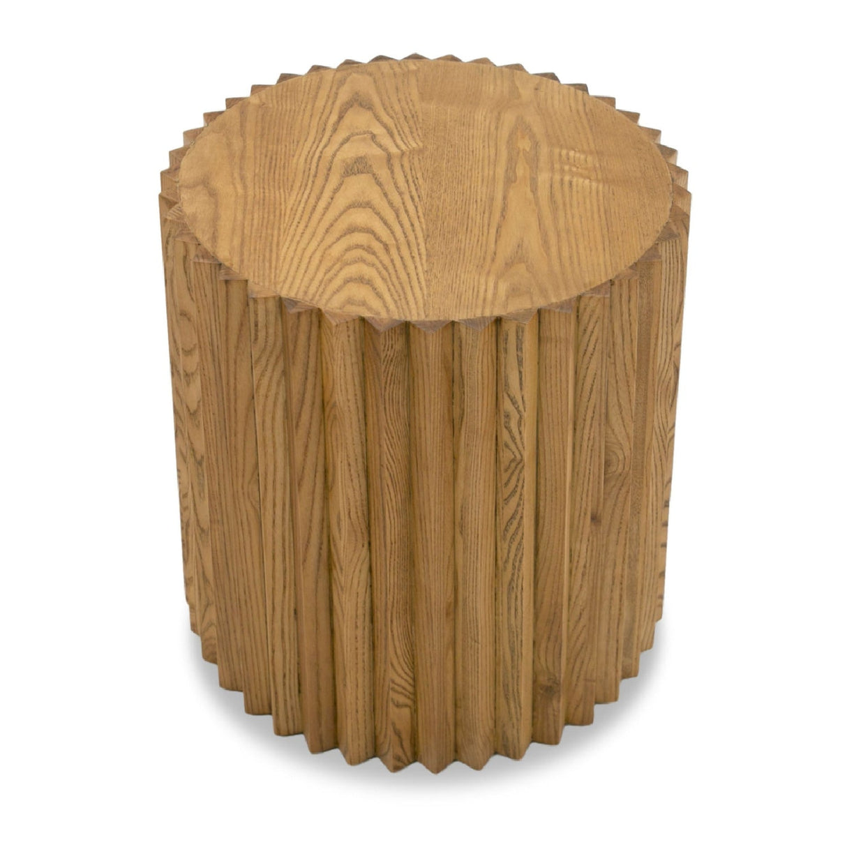Reeded Walnut Round End Table – Espana – side view