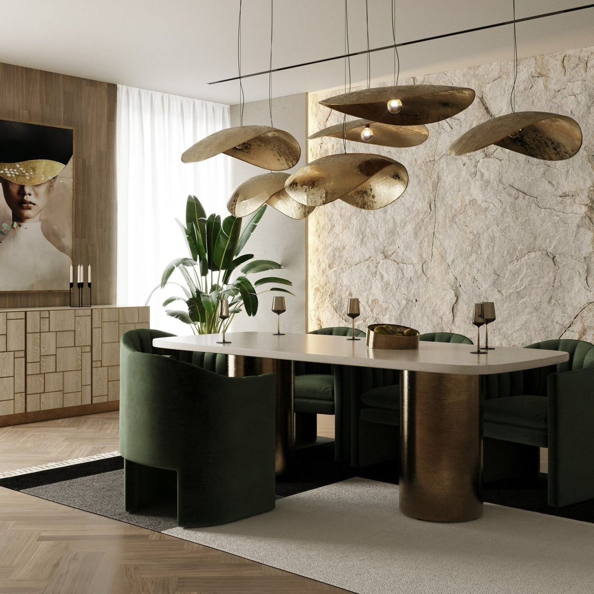 White Marble Dining Table L – Rocky – alternate view 6