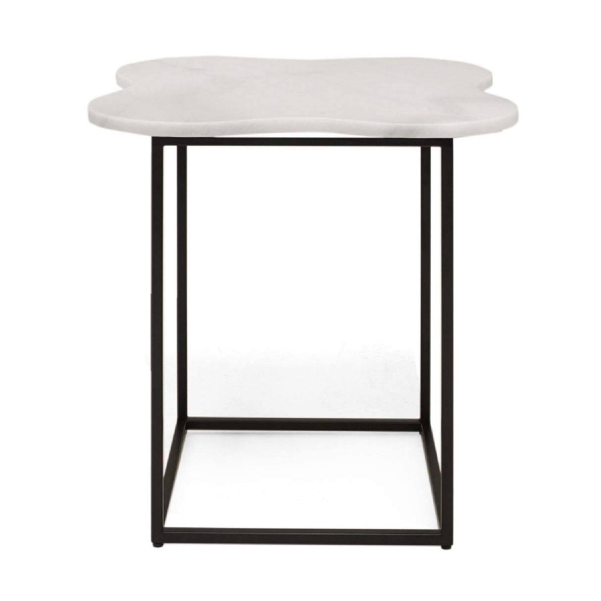 Organic-Shaped White Marble End Table – Aleidy – front view