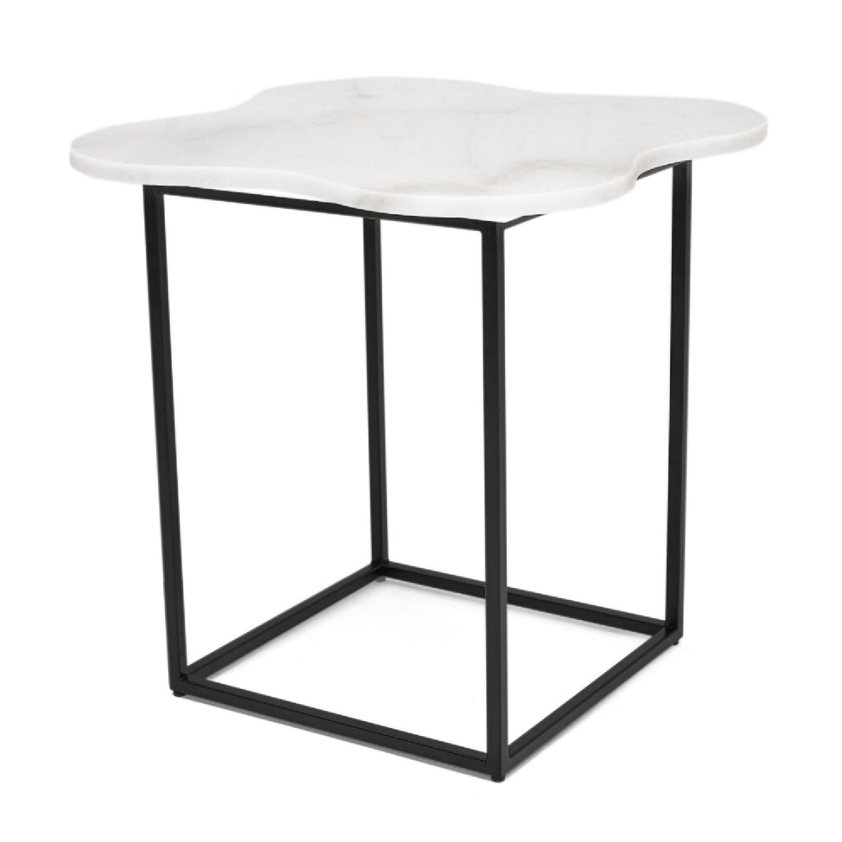 Organic-Shaped White Marble End Table – Aleidy – side view