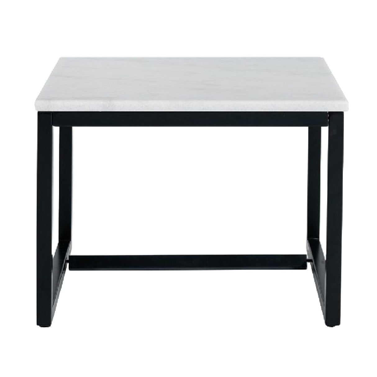 Square White Marble End Table – Baca – front view